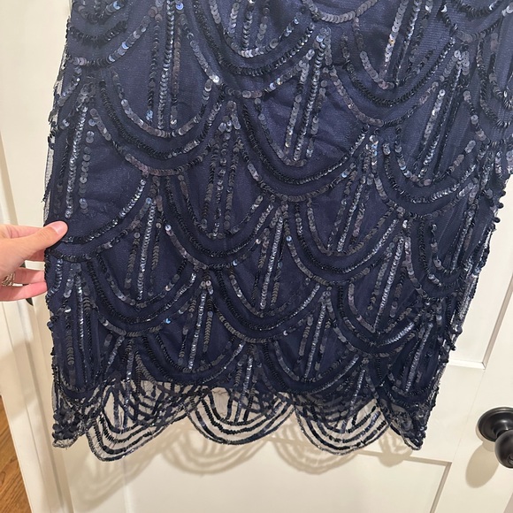 Elegant Navy Sequin Dress - Picture 3 of 5
